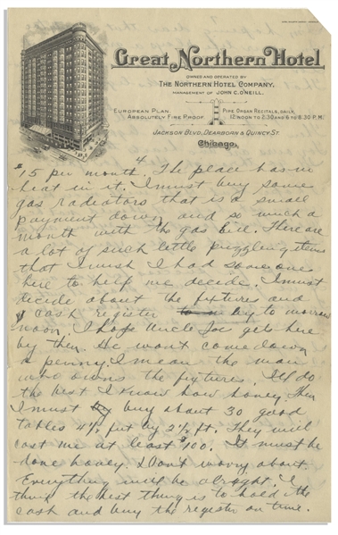 Moe Howard Handwritten Poem & Partial Letter Twice-Signed ''Mosey'' to His Fiance Helen, Circa 1924 -- 6pp. on Three 6'' x 9.5'' Sheets of Chicago Hotel Stationery -- Very Good